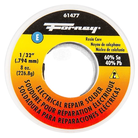 Forney Solder, Electrical Repair, Rosin Core, 1/32 in, 8 Ounce 61477